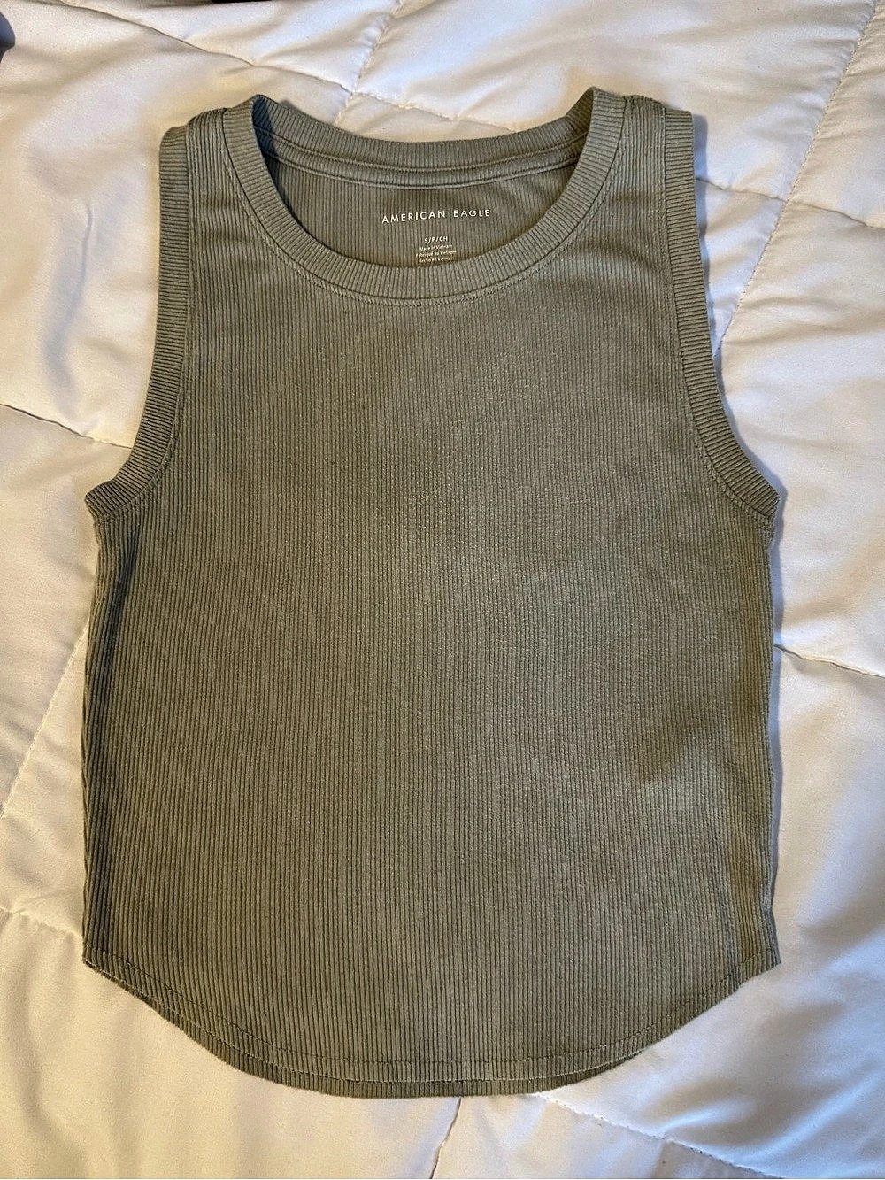 American Eagle Ribbed Tank Top in Green Size Small Like New